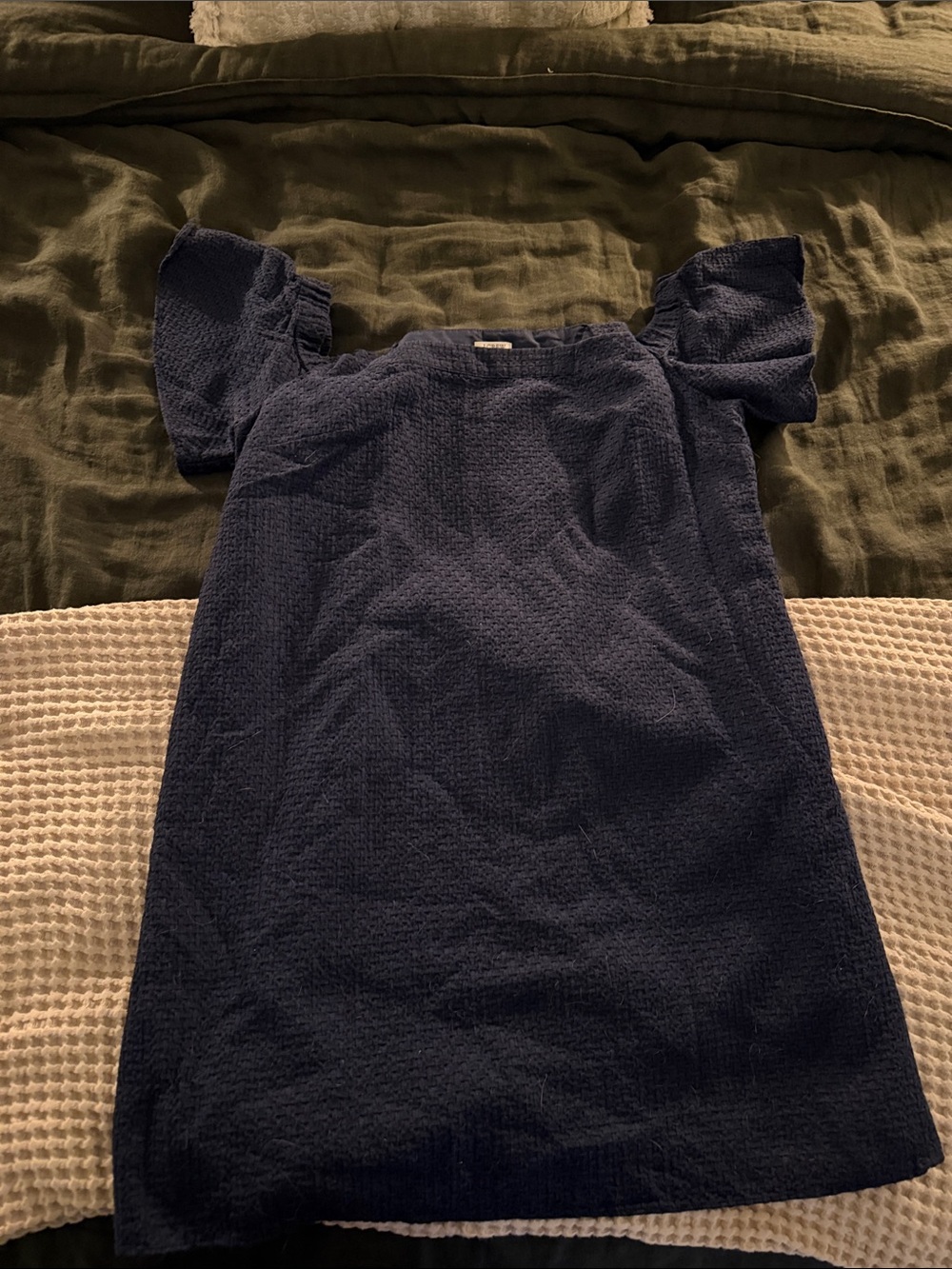 Women’s Navy Blue Off Shoulder Puff-Sleeve Dress